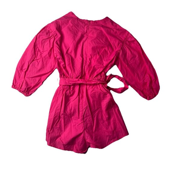 Milly Minis Girls Paulina Poplin Romper Pink Hibiscus Size 7/8 With Tags - Picture 7 of 9